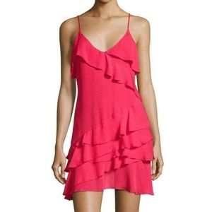 Parker Hot Pink Ruffle Tier Mini Dress